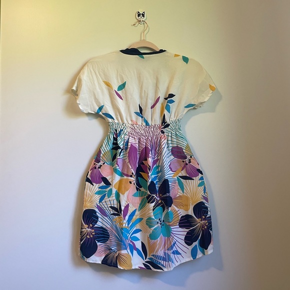 Anthropologie Yumi Kim Silk Kimono Spring Floral Mini Dress S - Picture 5 of 6